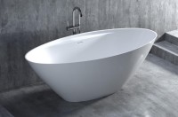 Ванна из искусственного камня Salini Diva S-Sense 180x85 см, отдельностоящая, белая, овальная, со сливом-переливом, с донным клапаном