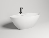 Ванна из искусственного камня Salini Diva S-Sense 180x85 см, отдельностоящая, белая, овальная, со сливом-переливом, с донным клапаном