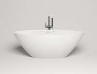 Ванна из искусственного камня Salini Diva S-Sense 180x85 см, отдельностоящая, белая, овальная, со сливом-переливом, с донным клапаном