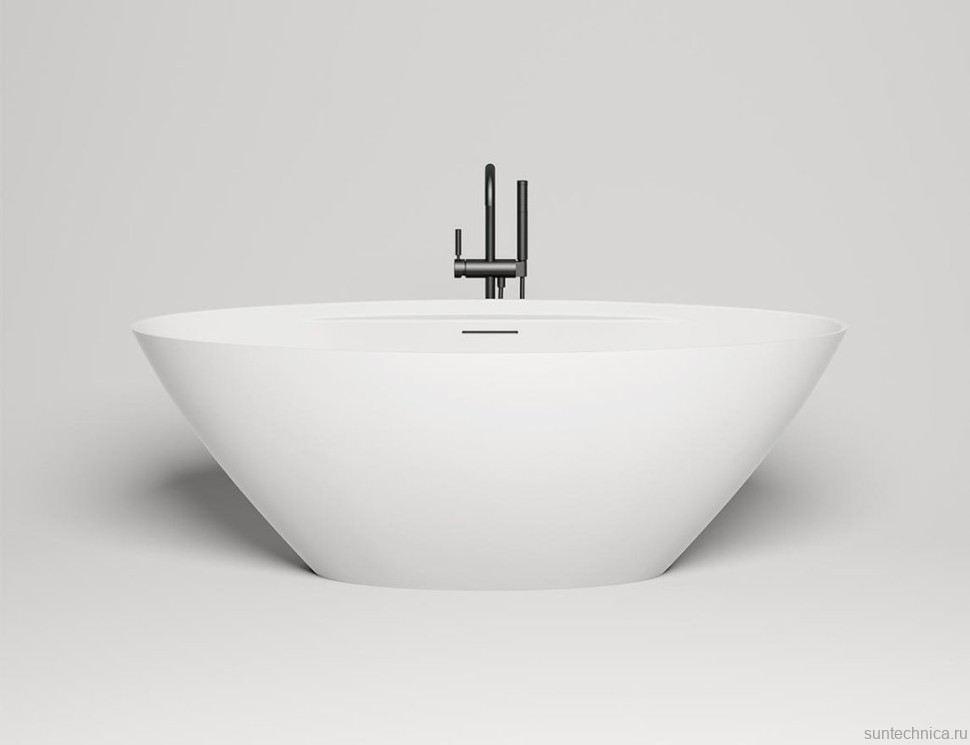 Ванна из искусственного камня Salini Diva S-Sense 180x85 см, отдельностоящая, белая, овальная, со сливом-переливом, с донным клапаном