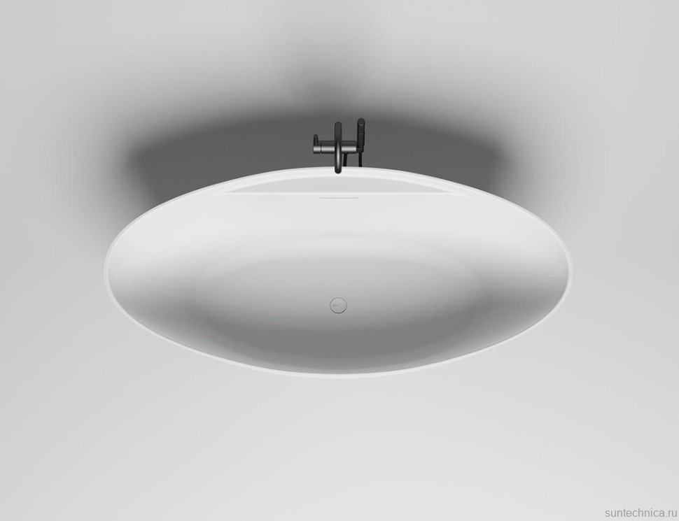Ванна из искусственного камня Salini Diva S-Sense 180x85 см, отдельностоящая, белая, овальная, со сливом-переливом, с донным клапаном