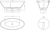 Ванна из искусственного камня Salini Diva S-Sense 180x85 см, отдельностоящая, белая, овальная, со сливом-переливом, с донным клапаном