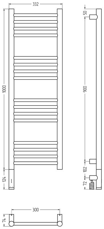 Полотенцесушитель электрический Сунержа Богема 3.1 15-6004-1030 110x35 см, подключение слева, темный титан муар, лесенка