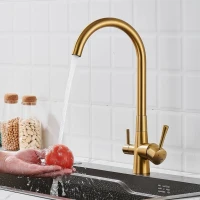Смеситель для кухни с подключением фильтра Shevanik S428G, золотой сатин Смеситель для кухни с подключением фильтра Shevanik S428G, золотой сатин