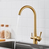 Смеситель для кухни с подключением фильтра Shevanik S428G, золотой сатин Смеситель для кухни с подключением фильтра Shevanik S428G, золотой сатин