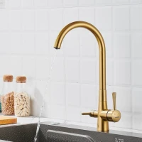 Смеситель для кухни с подключением фильтра Shevanik S428G, золотой сатин Смеситель для кухни с подключением фильтра Shevanik S428G, золотой сатин