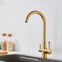 Смеситель для кухни с подключением фильтра Shevanik S428G, золотой сатин Смеситель для кухни с подключением фильтра Shevanik S428G, золотой сатин