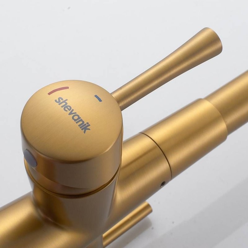 Смеситель для кухни с подключением фильтра Shevanik S428G, золотой сатин