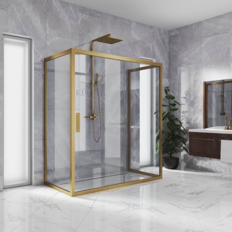Душевой уголок Kubele DE019 R2U-CLN-BR 120х80 см, профиль бронза
