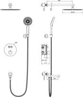Душевой комплект Wonzon & Woghand WW-88929010-MB С ВНУТРЕННЕЙ ЧАСТЬЮ, матовый черный
