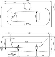 Стальная ванна Bette Classic 180x80 см, встраиваемая, белая, на ножках, с самоочищающимся покрытием, с шумоизоляцией
