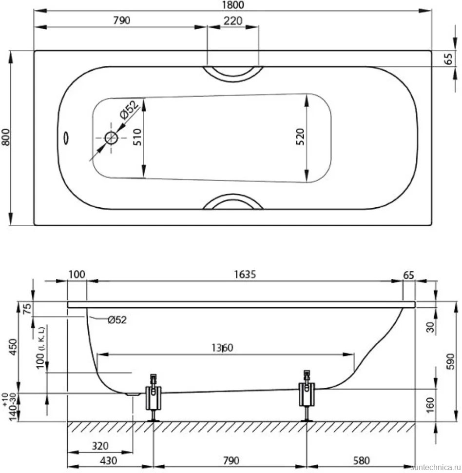 Стальная ванна Bette Classic 180x80 см, встраиваемая, белая, на ножках, с самоочищающимся покрытием, с шумоизоляцией