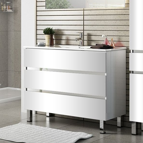 Тумба с раковиной Sanvit Кубэ -3 90 белый глянец