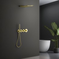 Душевой комплект Timo Saona SX-2350/17SM С ВНУТРЕННЕЙ ЧАСТЬЮ, с термостатом, матовое золото