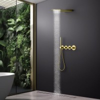 Душевой комплект Timo Saona SX-2350/17SM С ВНУТРЕННЕЙ ЧАСТЬЮ, с термостатом, матовое золото