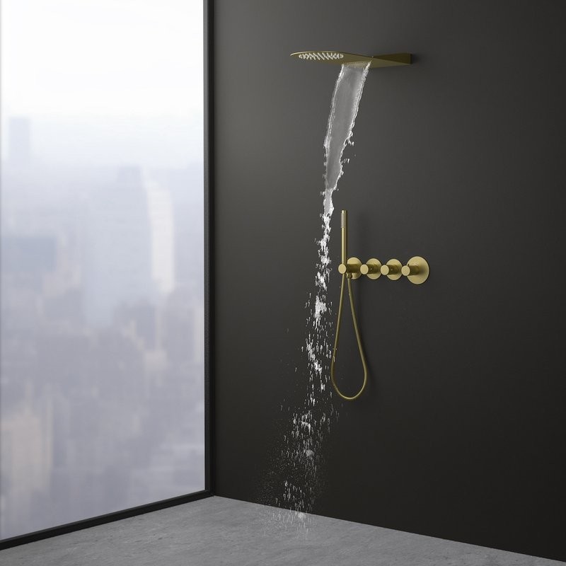 Душевой комплект Timo Saona SX-2350/17SM С ВНУТРЕННЕЙ ЧАСТЬЮ, с термостатом, матовое золото