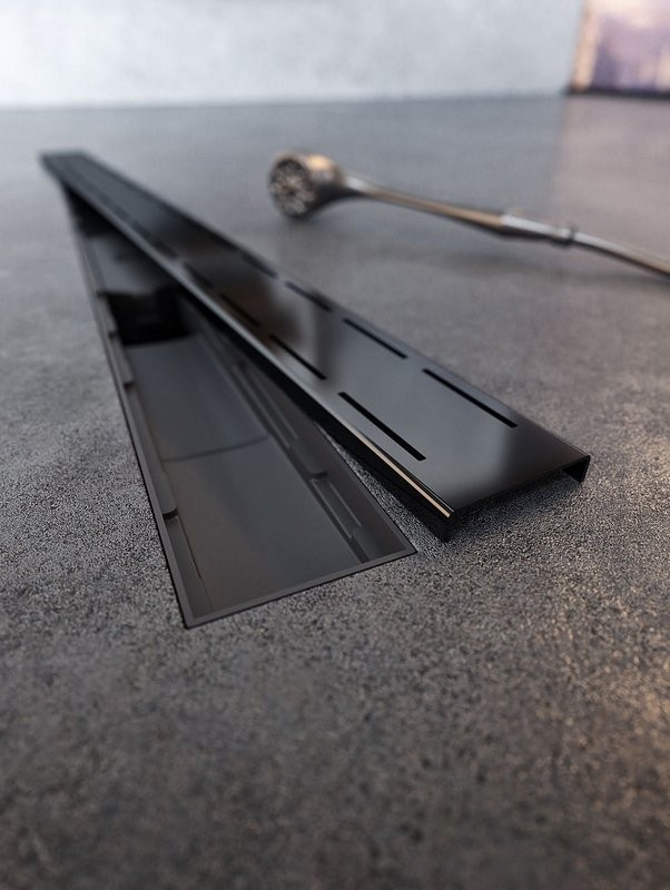 Душевой трап (лоток) MCH Chudej Line CH650LC 65 см, решетка матовая черная, с сифоном