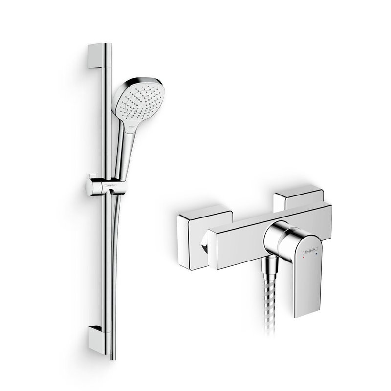 Душевой комплект Смеситель для душа Hansgrohe Vernis Shape 71650000 хром + Гарнитур Croma Select E 26592400
