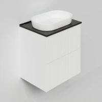 Тумба с раковиной La Fenice Terra Twin 60 подвесная, bianca, столешница черный мрамор, раковина белая матовая