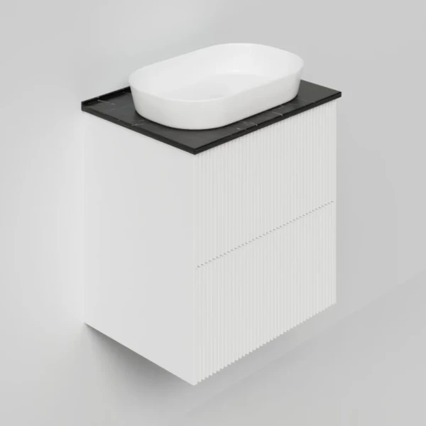 Тумба с раковиной La Fenice Terra Twin 60 подвесная, bianca, столешница черный мрамор, раковина белая матовая