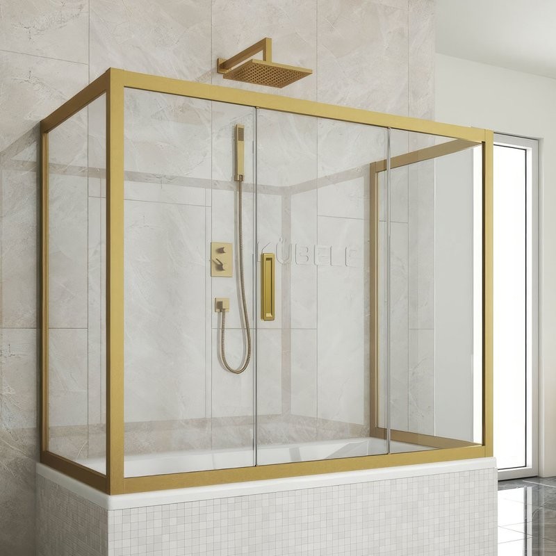Шторка на ванну Kubele DE019 P3U-CLN-BR, 170х75 см, профиль бронза