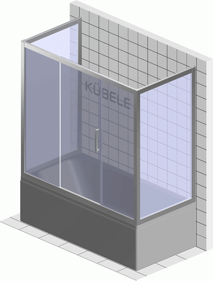 Шторка на ванну Kubele DE019 P3U-CLN-BR, 170х75 см, профиль бронза