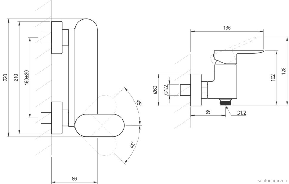 Смеситель для душа Ravak Chrome II CR II 032.00CR хром