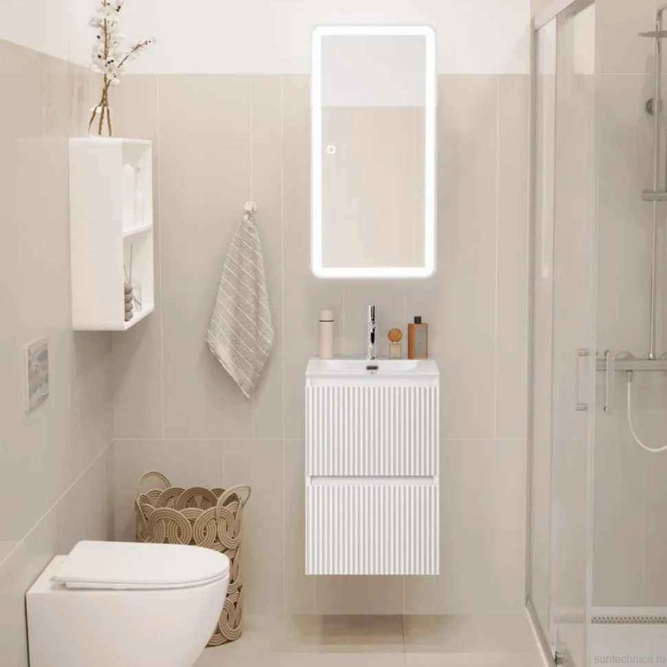 Тумба с раковиной BelBagno Uno-mini 40 подвесная, 2 ящика, bianco opaco