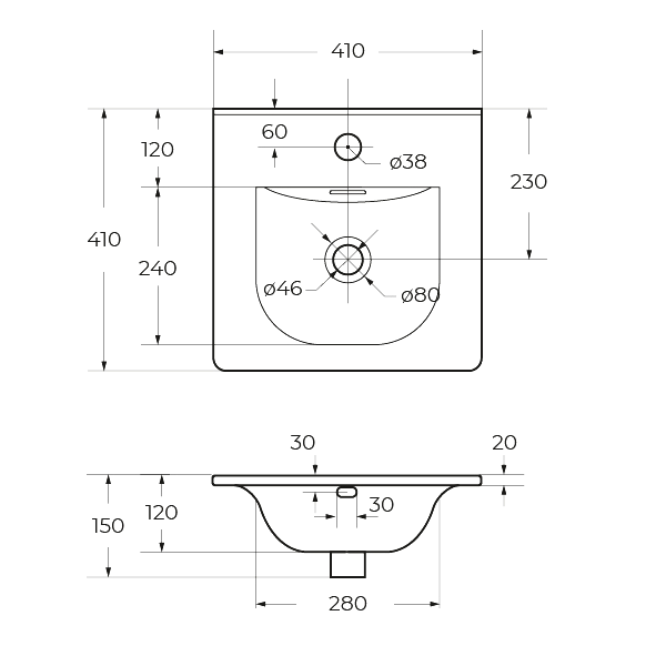 Тумба с раковиной BelBagno Uno-mini 40 подвесная, 2 ящика, bianco opaco