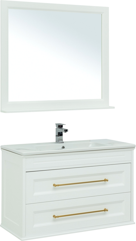 Мебель для ванной комнаты Aquanet Бостон М 100 ручки золото