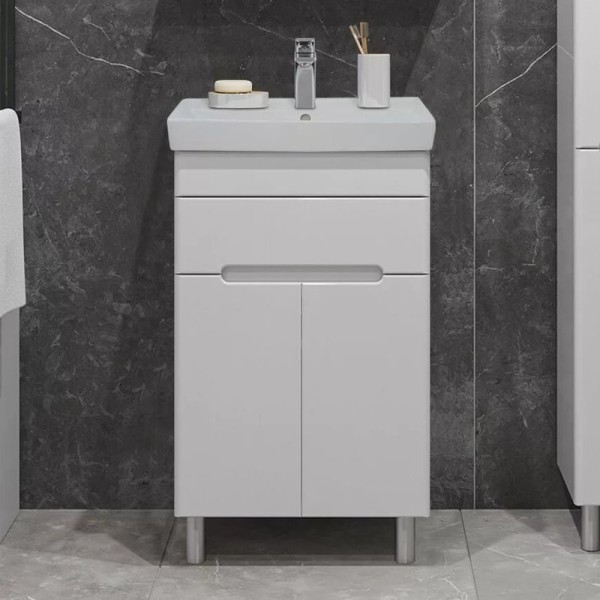 Тумба с раковиной SanStar Модена 50 Модена 50 напольная, белая, раковина Kirovit Фостер 50