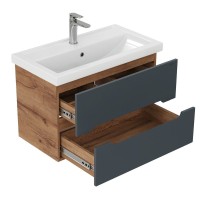 Мебель для ванной комнаты Onika Айленд 70 подвесная, графит, дуб крафт золотой