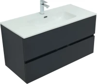 Тумба с раковиной Aquanet Алвита new 100 подвесная, антрацит, с ящиками