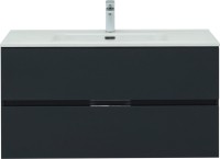 Тумба с раковиной Aquanet Алвита new 100 подвесная, антрацит, с ящиками