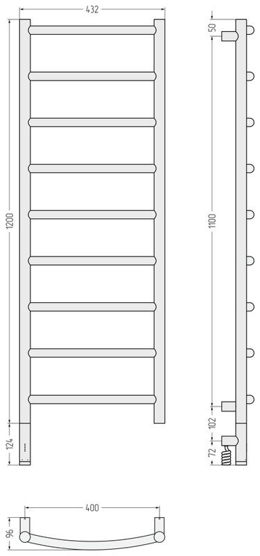 Полотенцесушитель электрический Сунержа Галант 3.1 03-6000-1240 130x45 см, подключение слева, золото, лесенка