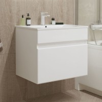 Тумба с раковиной Mixline Брикс 60 подвесная, глянцевая белая, раковина Breeze 60