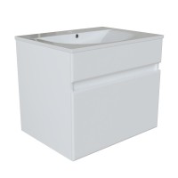 Тумба с раковиной Mixline Брикс 60 подвесная, глянцевая белая, раковина Breeze 60