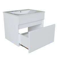 Тумба с раковиной Mixline Брикс 60 подвесная, глянцевая белая, раковина Breeze 60