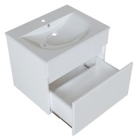 Тумба с раковиной Mixline Брикс 60 подвесная, глянцевая белая, раковина Breeze 60