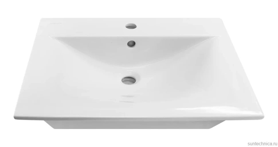 Тумба с раковиной Mixline Брикс 60 подвесная, глянцевая белая, раковина Breeze 60