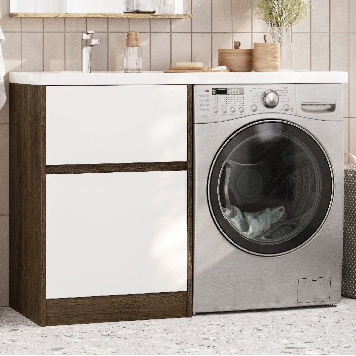Тумба с раковиной AQUATON Лондри 60 L, дуб кантри, белый