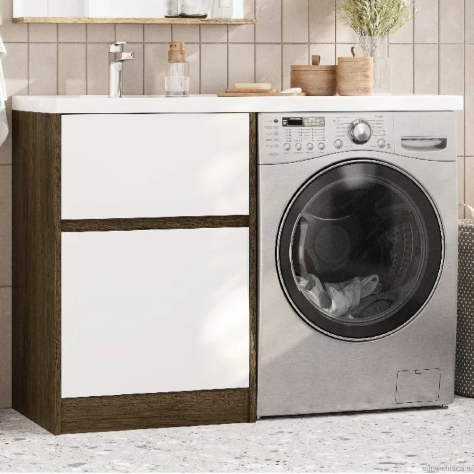 Тумба с раковиной AQUATON Лондри 60 L, дуб кантри, белый