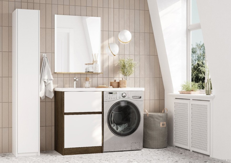Тумба с раковиной AQUATON Лондри 60 L, дуб кантри, белый