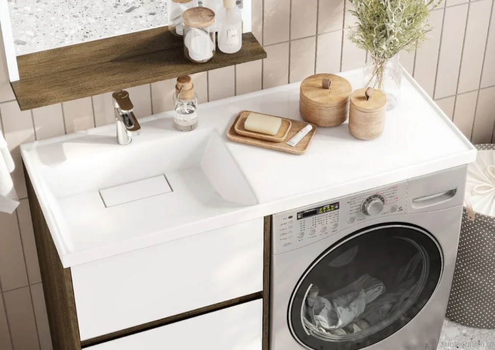 Тумба с раковиной AQUATON Лондри 60 L, дуб кантри, белый