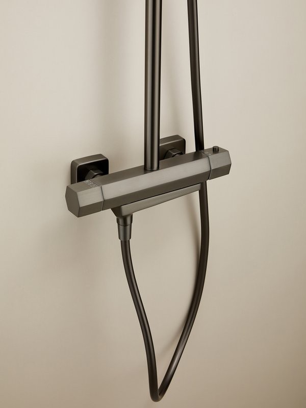 Душевая стойка Haiba HB24726-3 с термостатом, оружейная сталь