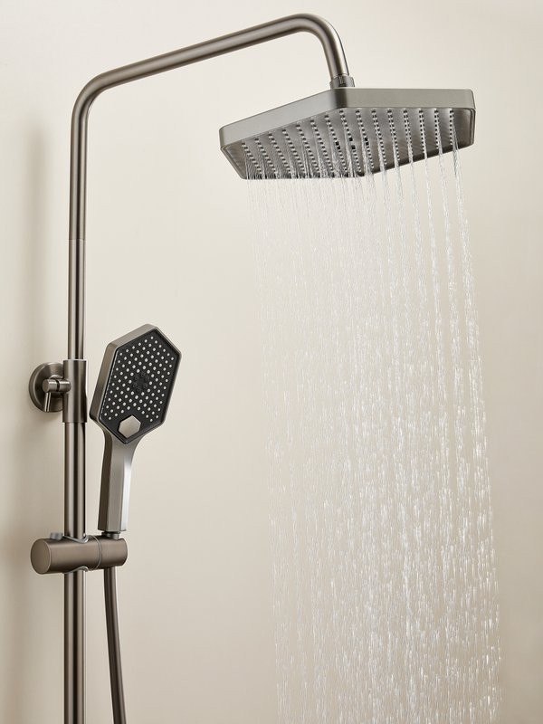 Душевая стойка Haiba HB24726-3 с термостатом, оружейная сталь