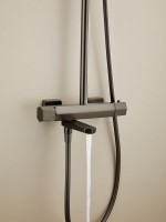 Душевая стойка Haiba HB24726-3 с термостатом, оружейная сталь