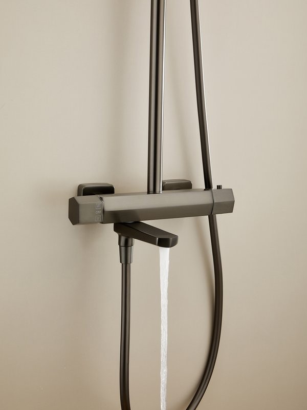 Душевая стойка Haiba HB24726-3 с термостатом, оружейная сталь