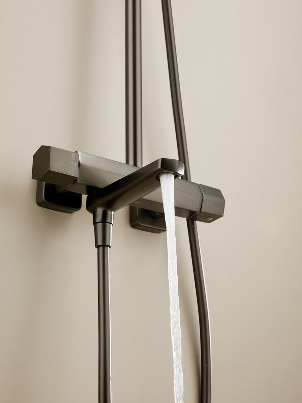 Душевая стойка Haiba HB24726-3 с термостатом, оружейная сталь