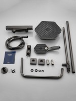 Душевая стойка Haiba HB24726-3 с термостатом, оружейная сталь